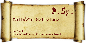 Mallár Szilviusz névjegykártya